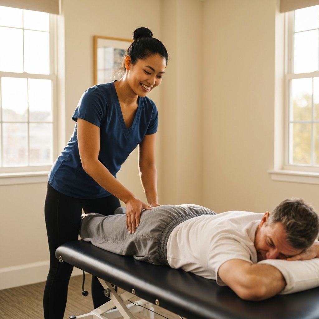 Physical therapist treating patient